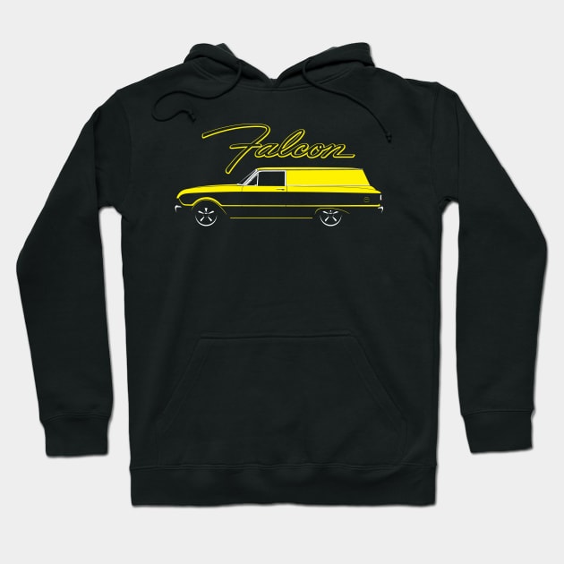 Yellow 60-63 Falcon Panel Delivery Hoodie by BriteDesign